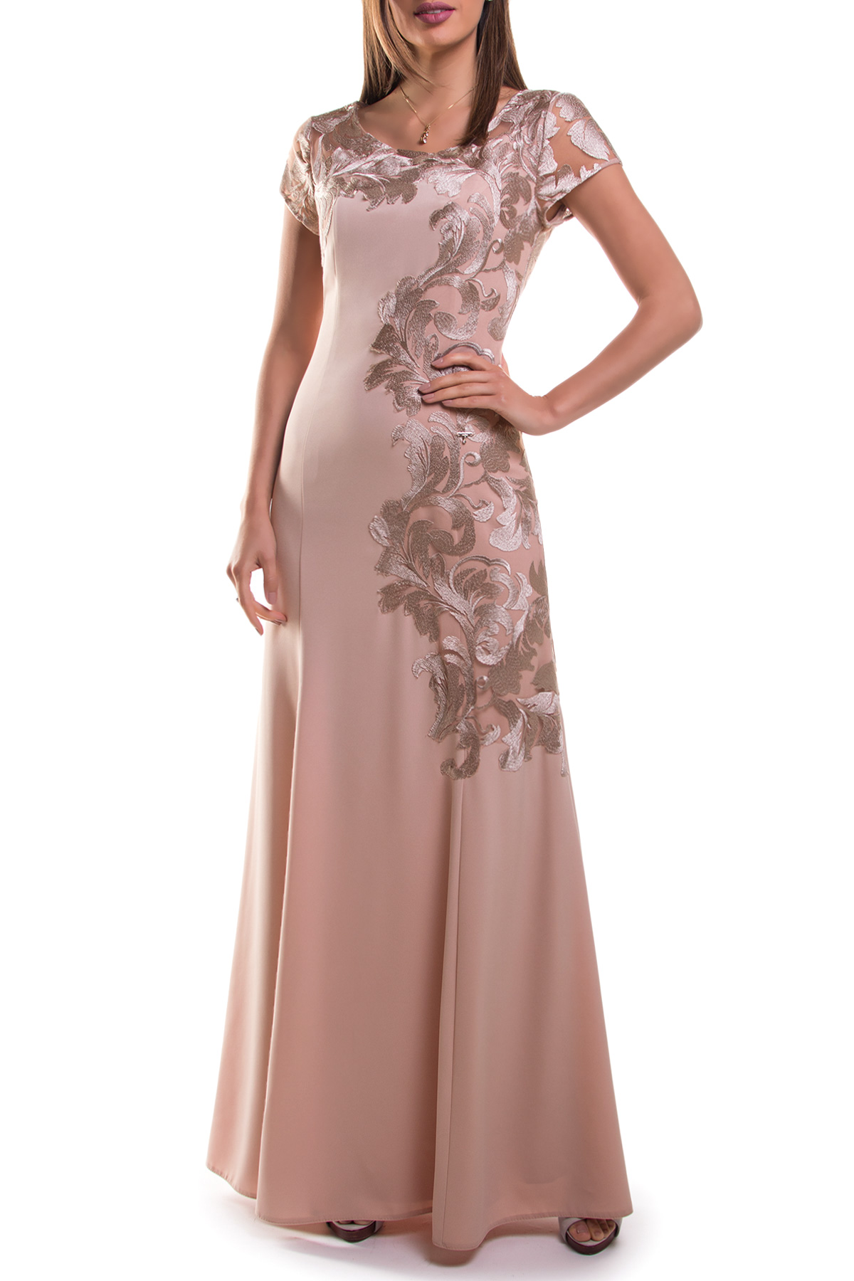 Elegant Luna long dress with a lace application in the