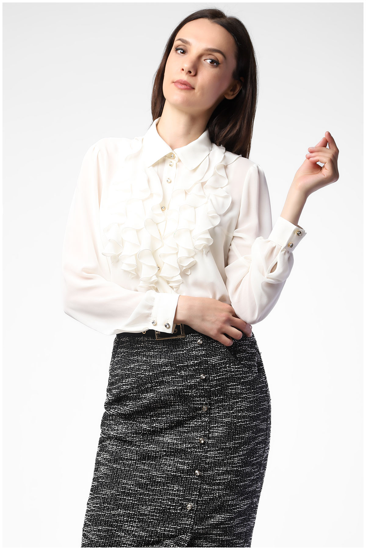 Elegantna bela košulja sa karnerima | Modna kuća Luna
