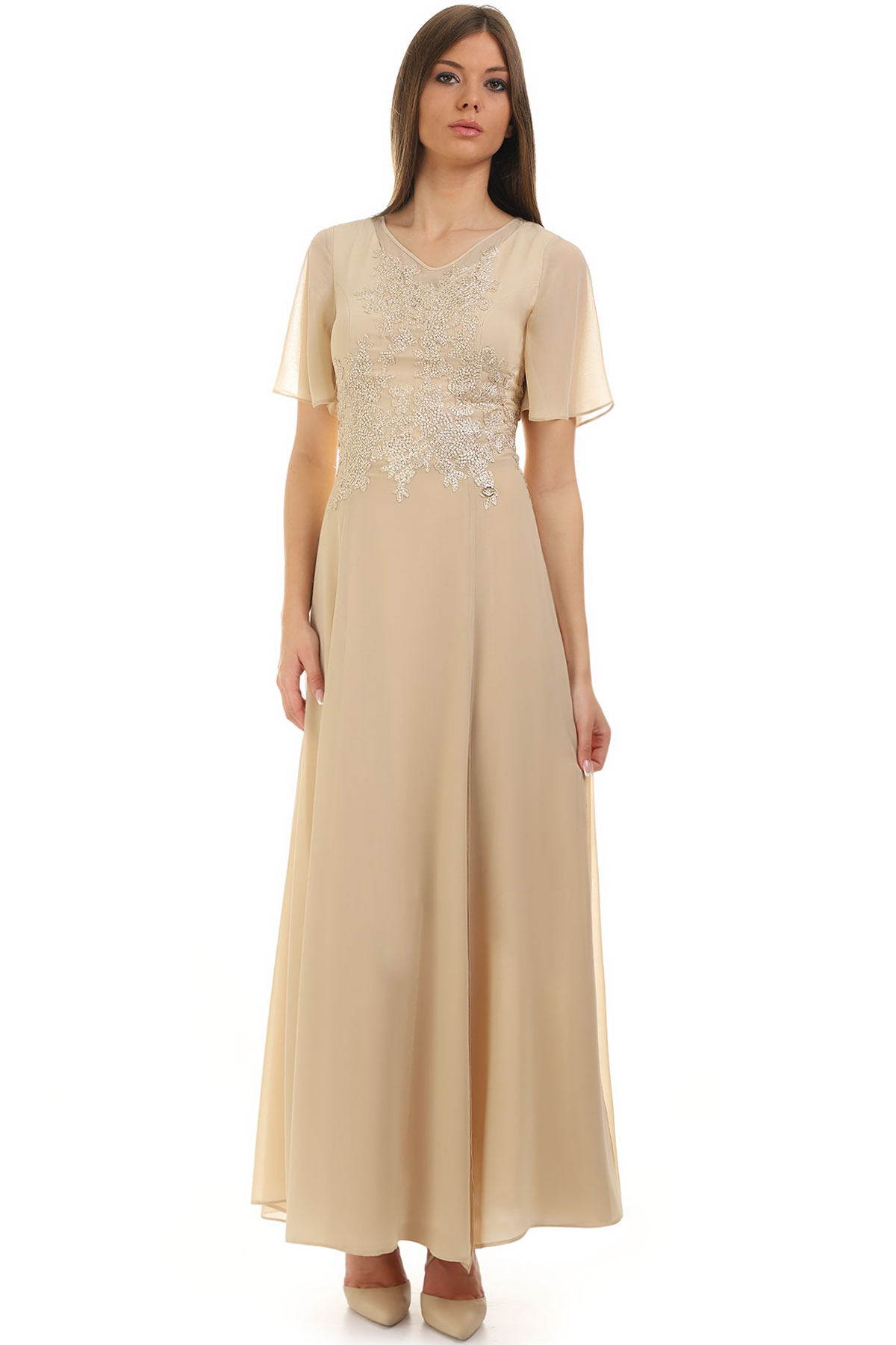 Long beige formal dress | Luna Fashion House