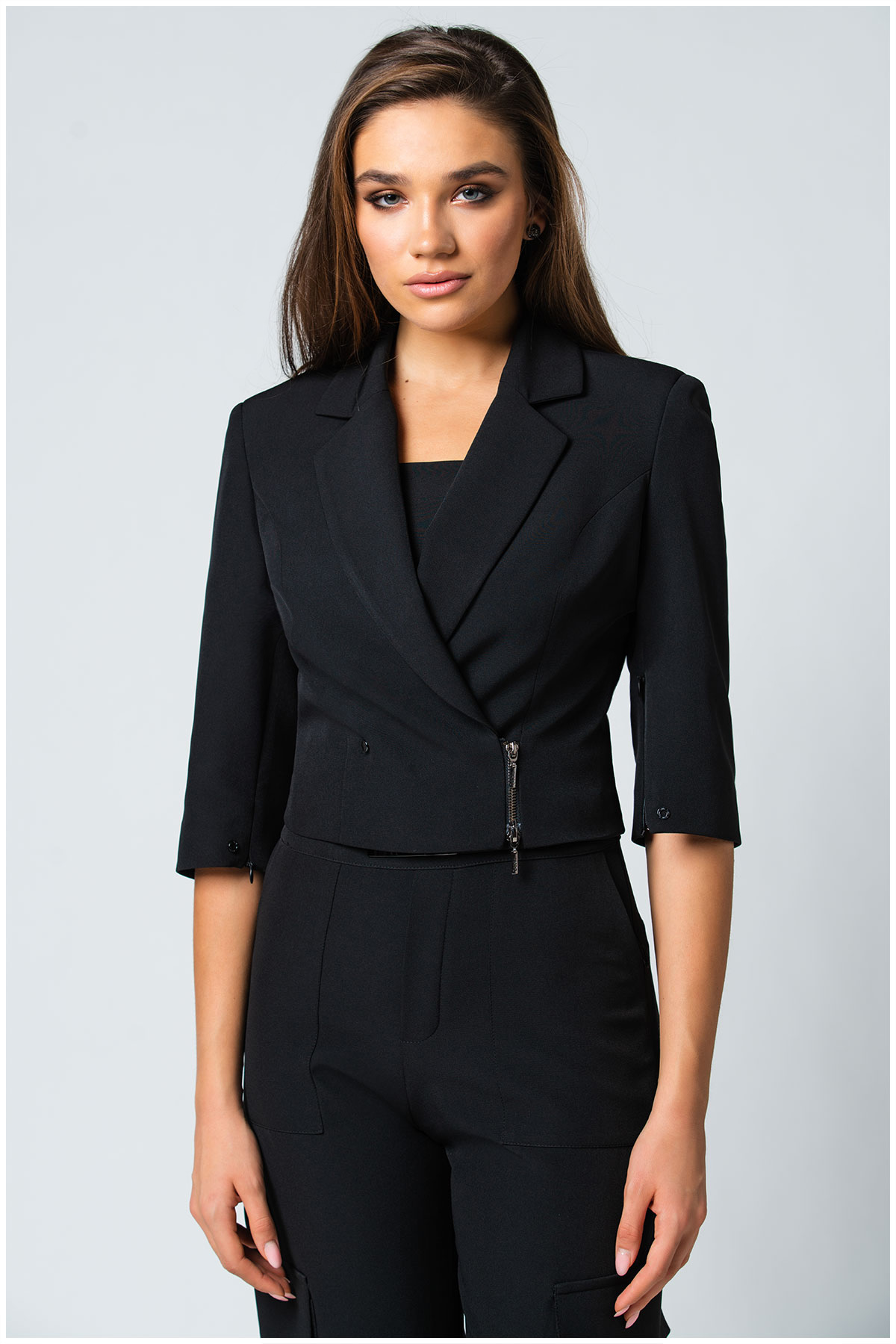 Black blazer with 3/4 sleeves Luna Fashion House