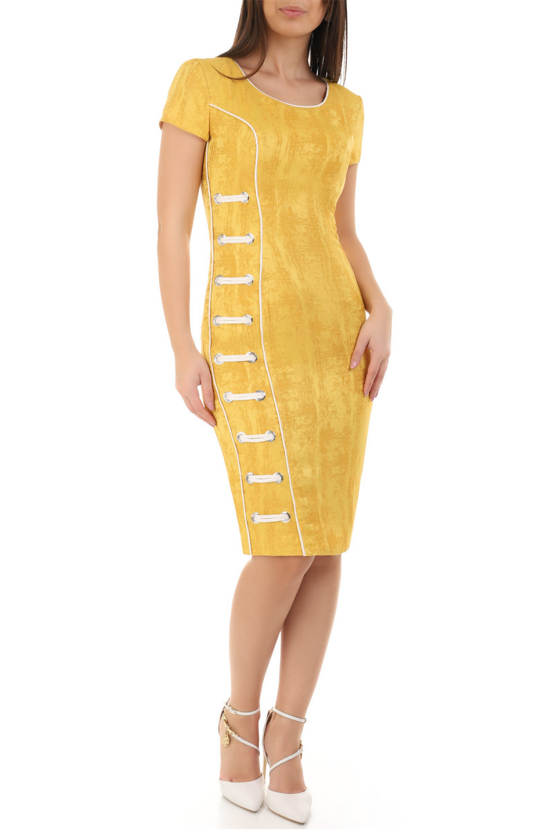Slim-cut dress made of embossed texture fabric with decorative